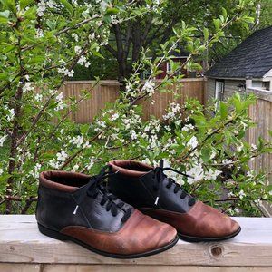 VINTAGE LEATHER BROWN AND BLACK CUTE 6 SHOES
